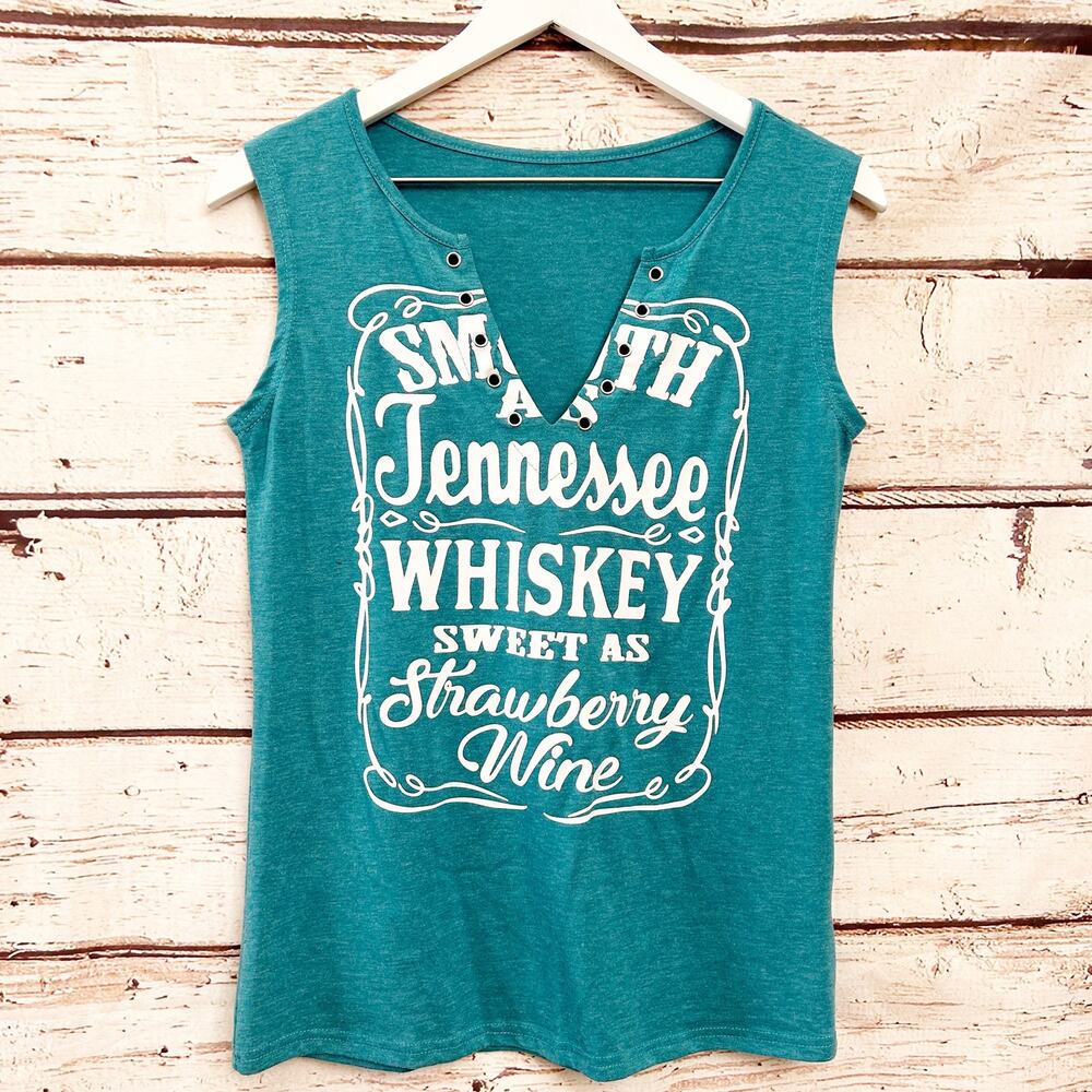 Smooth Like Tennessee Whiskey Sweet As Strawberry Wine Tank Top Sz S